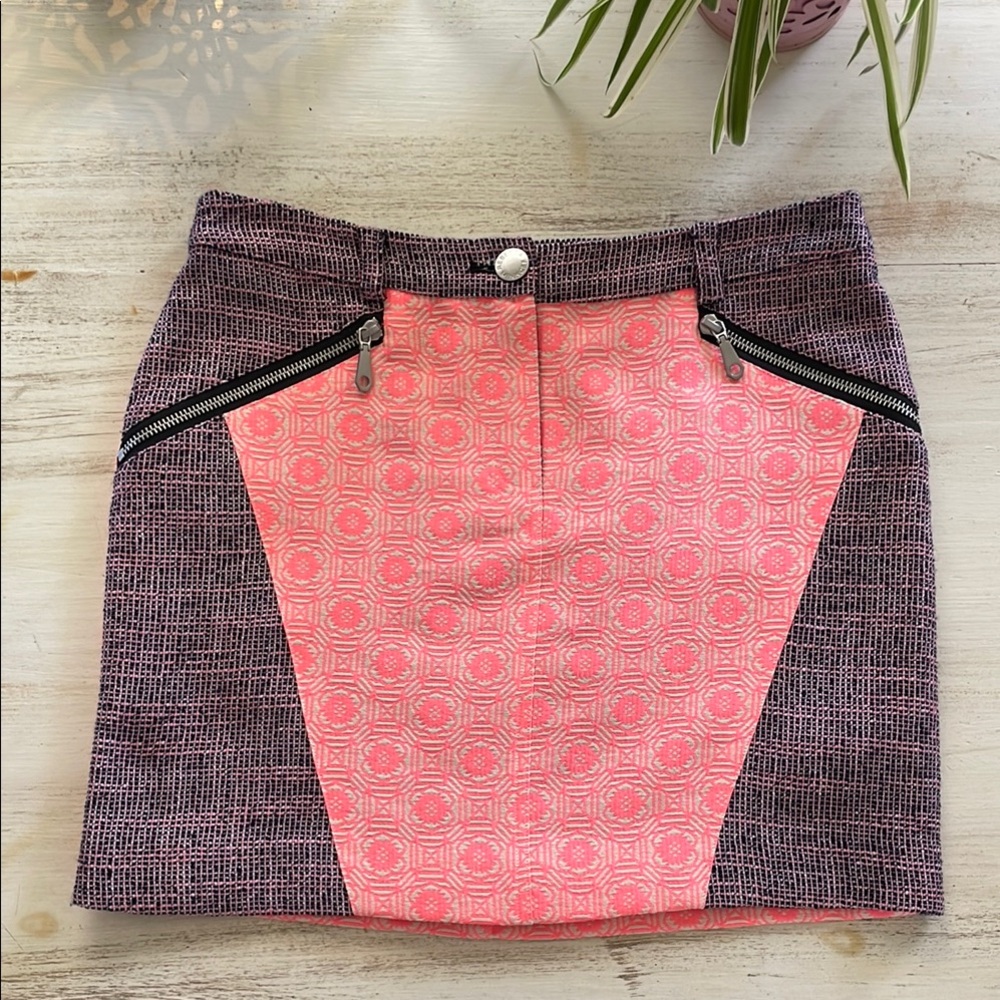 Rebecca Minkoff Pink and Black Mini Pencil Skirt